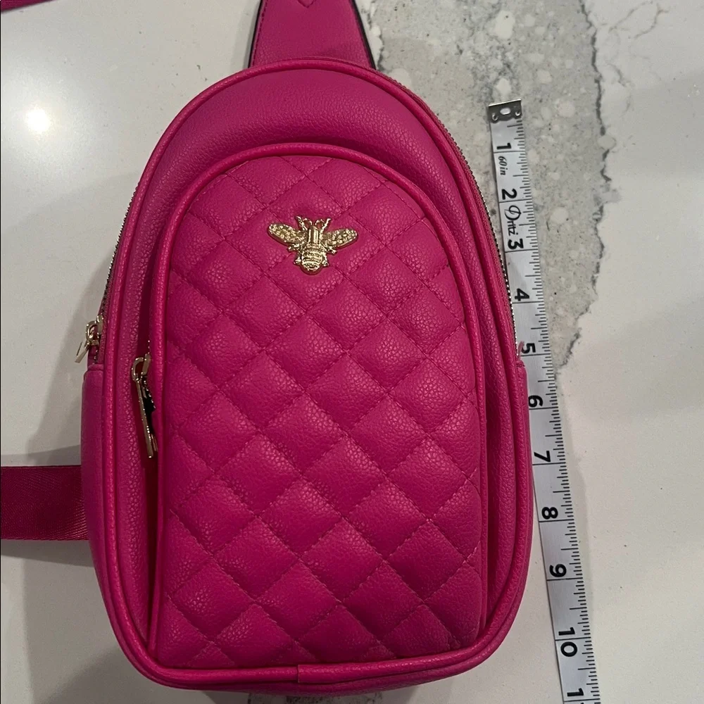 Pink Quilted Vegan Sling Bag - Picture 6 of 9